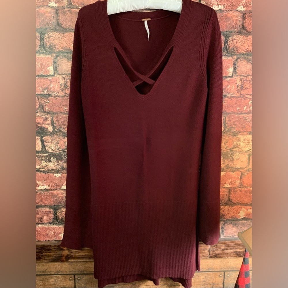 Free people long sleeve criss cross sweater dress size small